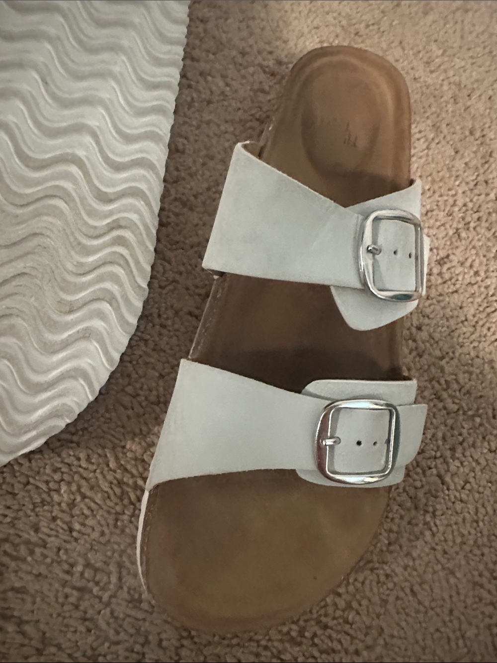 Blue/gray Double Buckle Slide Sandals - Picture 5 of 5